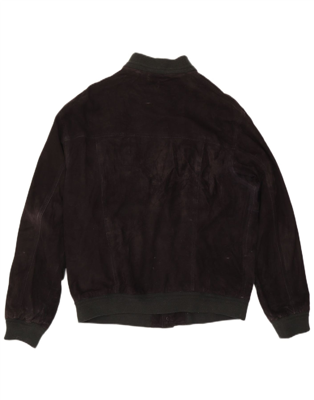 Giubbotto bomber vintage in pelle scamosciata da uomo IT 50 grande in pelle nera