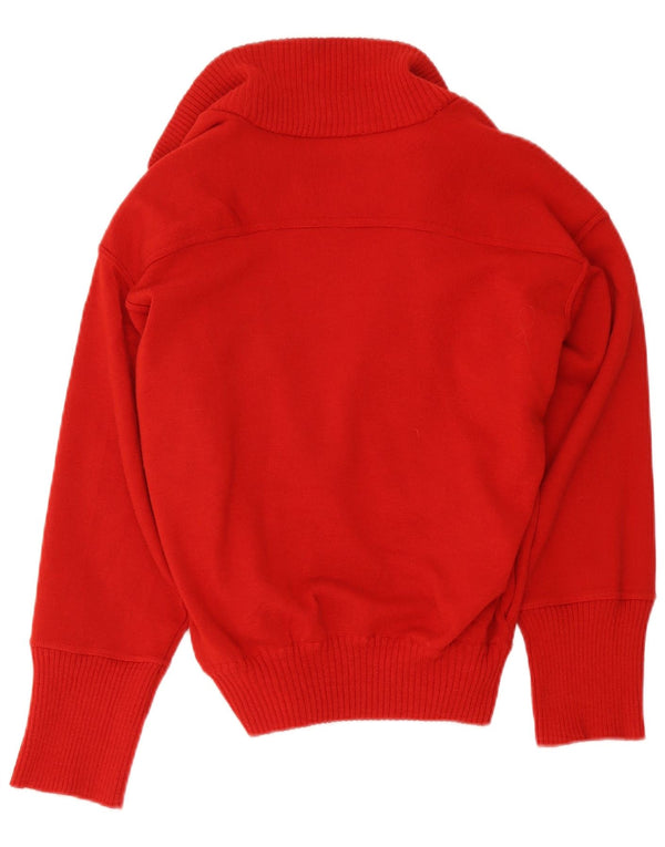 Maglione cardigan da donna vintage UK 12 lana rossa media