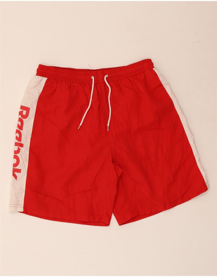 Pantaloncini da bagno grafici da uomo Reebok XL rosso color block