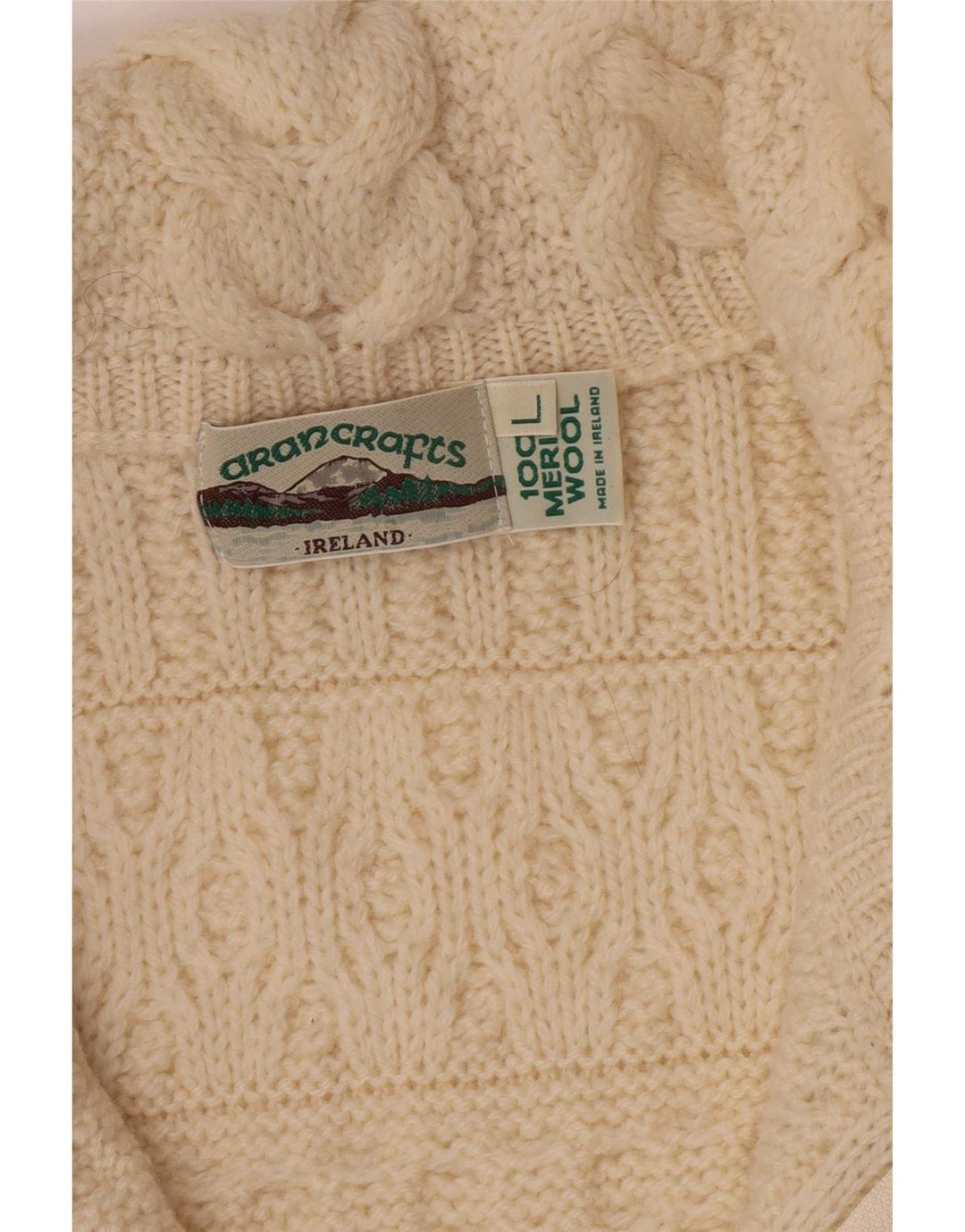 Maglione cardigan con zip intera da donna Aran Crafts UK 16 grande bianco sporco