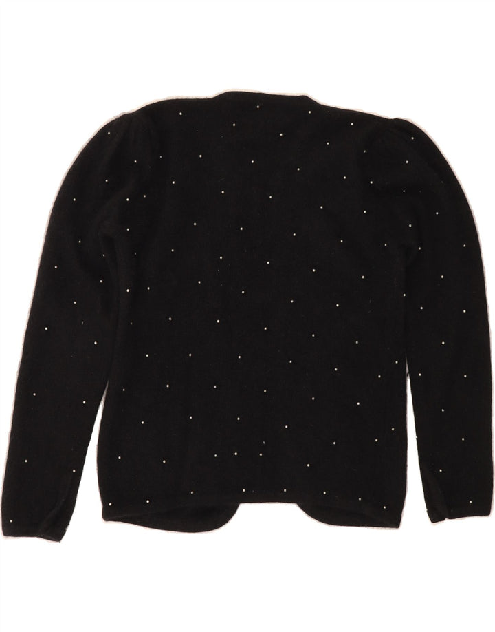 VINTAGE Womens Open Cardigan Sweater UK 14 Medium Black Lambswool Vintage Vintage and Second-Hand Vintage from Messina Hembry 