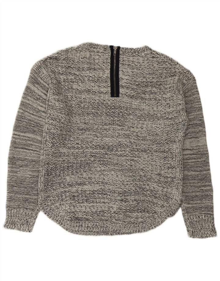 Maglione maglione con scollo a V da donna Marks & Spencer UK 14 medio blu navy screziato