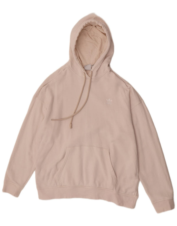 Felpa con cappuccio oversize da donna Adidas UK 14 cotone beige medio
