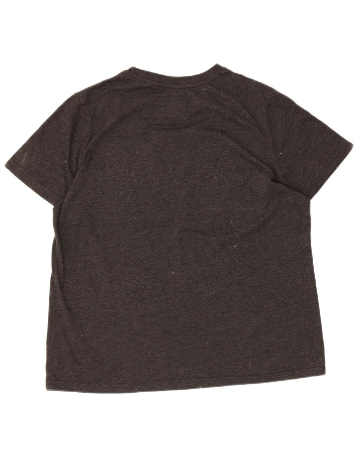 T-shirt grafica da donna SUPERDRY Top UK 16 grande cotone chiazzato grigio