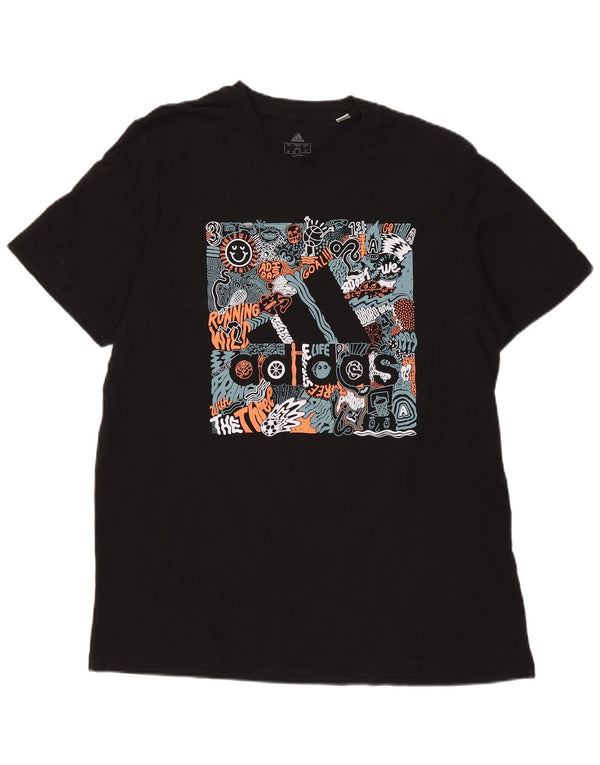 T-shirt grafica da uomo Adidas Top XL in cotone nero
