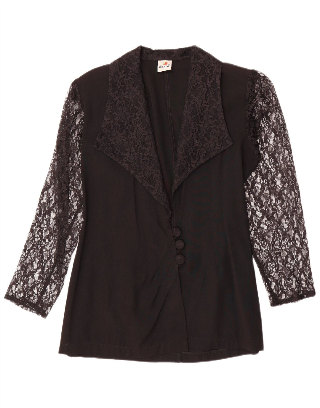 Giacca blazer a 3 bottoni da donna Ecco EU 34/36 piccola viscosa floreale nera