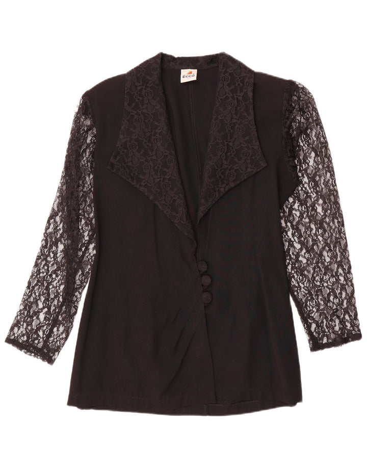 Giacca blazer a 3 bottoni da donna Ecco EU 34/36 piccola viscosa floreale nera