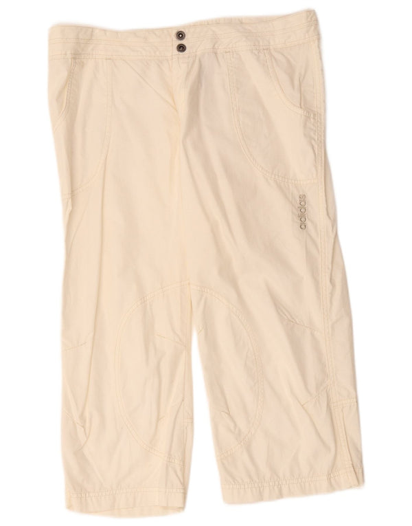 Adidas Womens Straight Capri Trousers UK 14 Large W34 L21 White Cotton