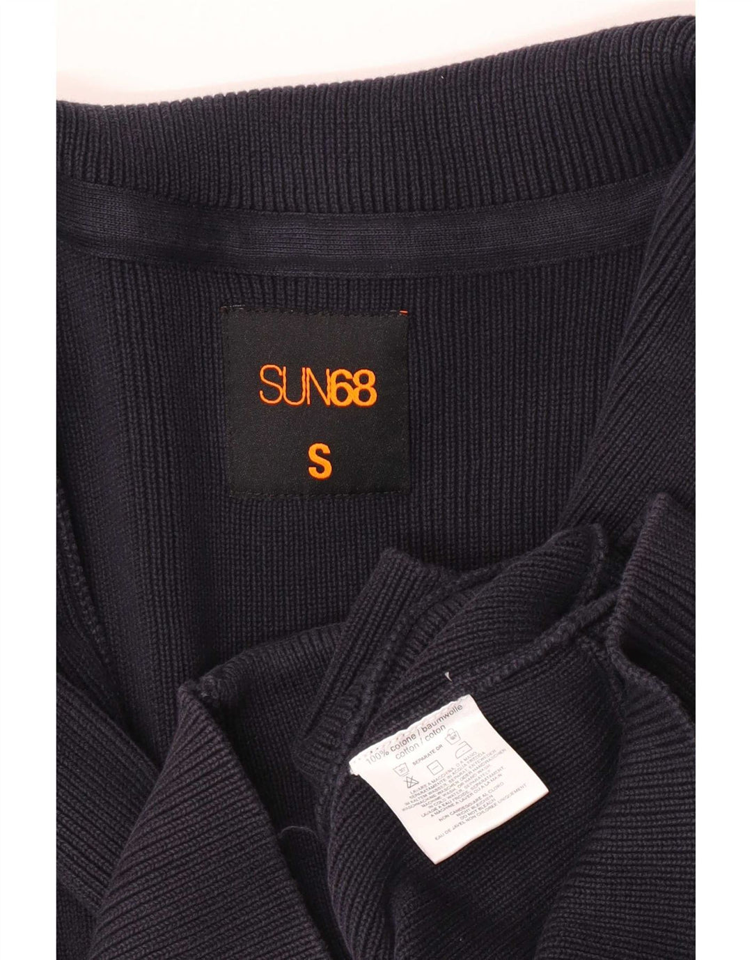 Maglione cardigan da uomo Sun68 piccolo in cotone blu navy