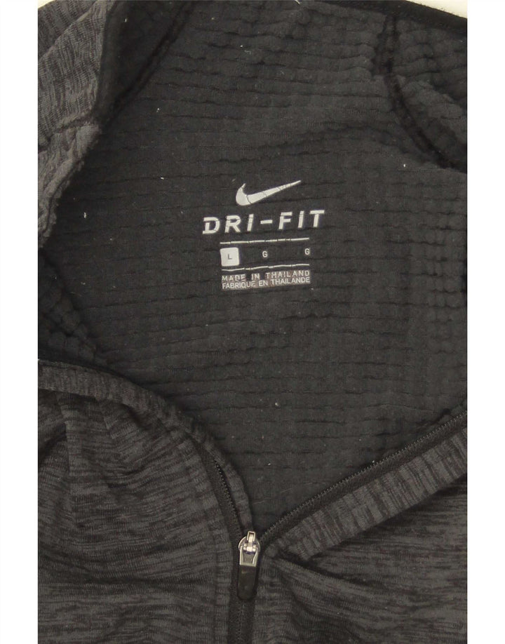 Top Nike da uomo Dri Fit con zip e collo a maniche lunghe, grande, grigio screziato