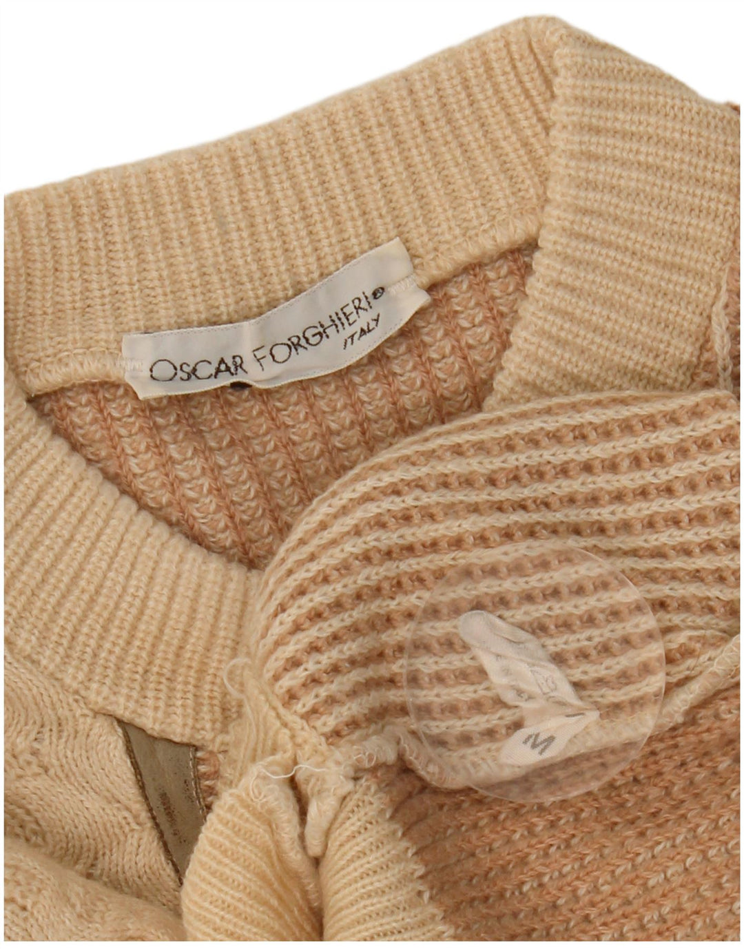 Oscar Forghieri Maglione girocollo da uomo in lana a righe beige medio