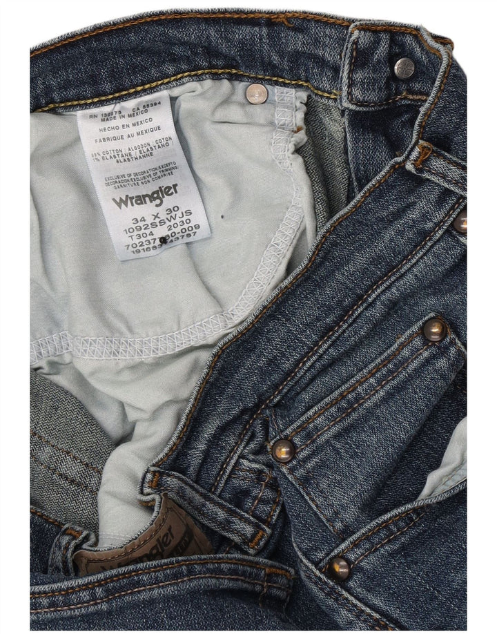 Jeans dritti slim da uomo Wrangler W34 L30 cotone blu