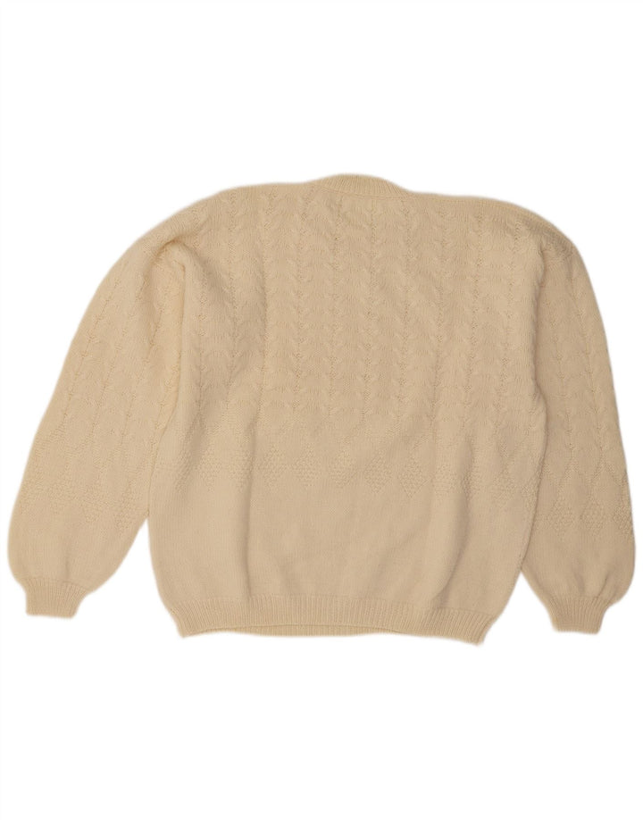 Maglione maglione girocollo vintage da uomo grande bianco sporco