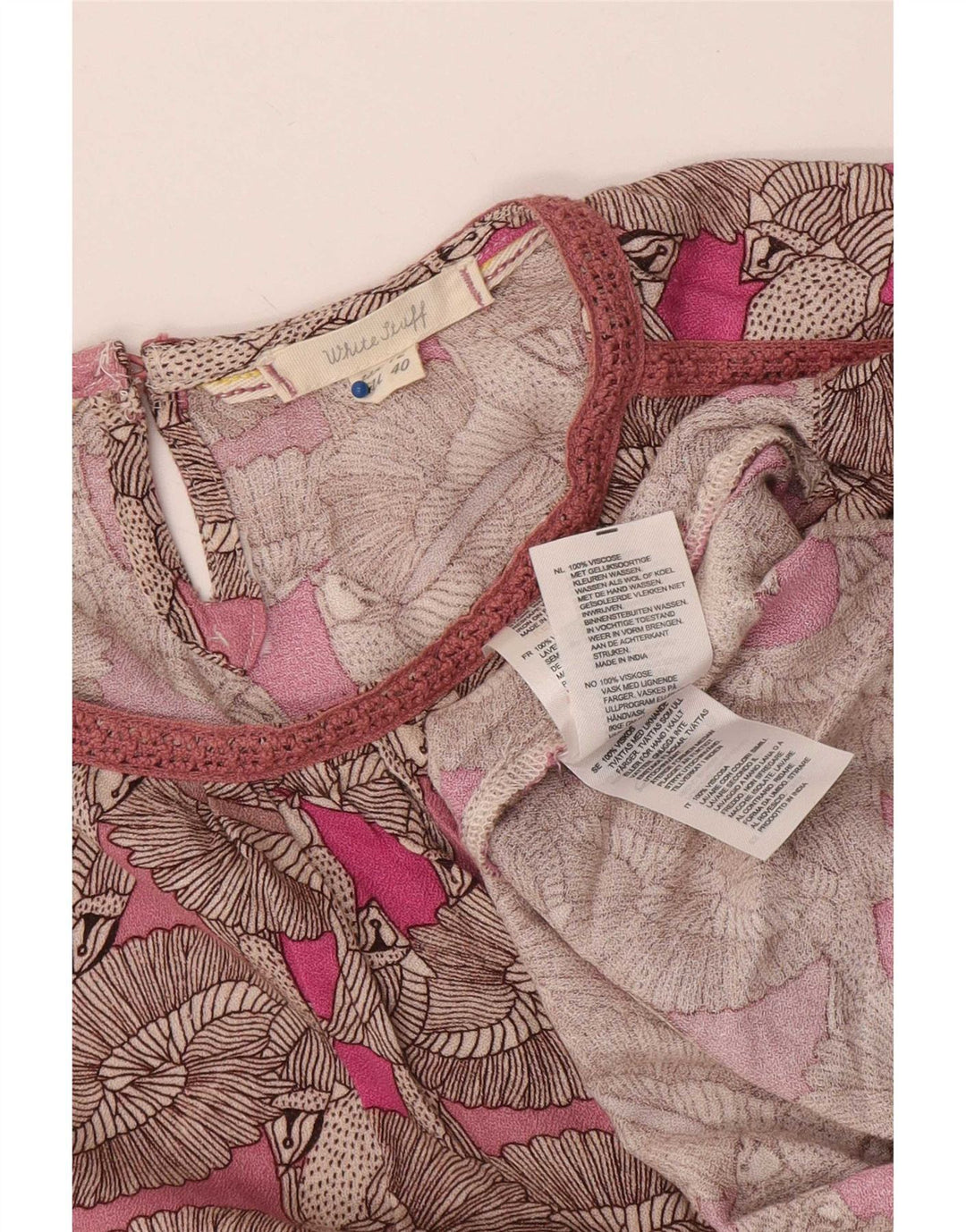 Camicetta con motivo astratto da donna di White Stuff Top UK 12 Rosa medio