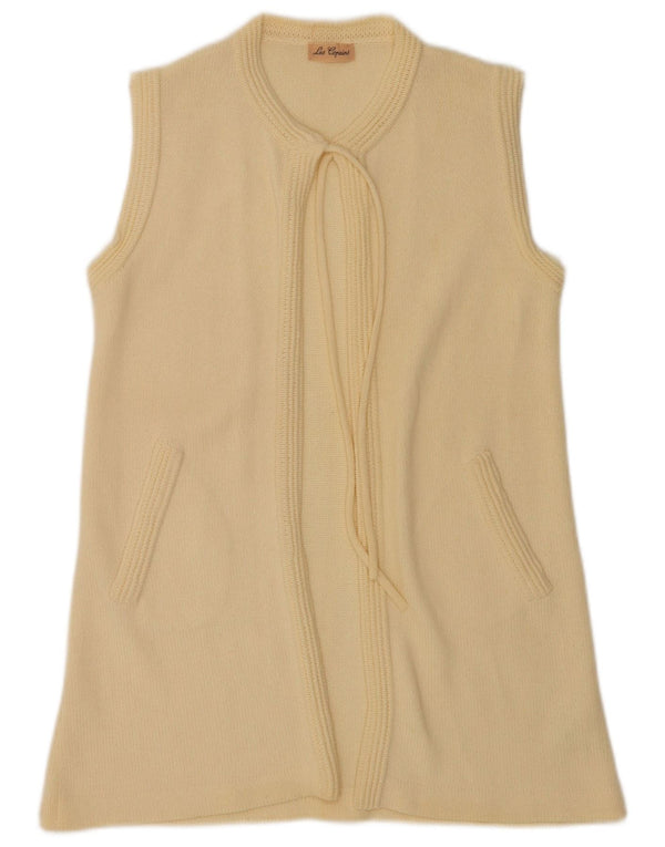 Maglione cardigan lungo da donna Les Copains UK 10 piccolo bianco sporco