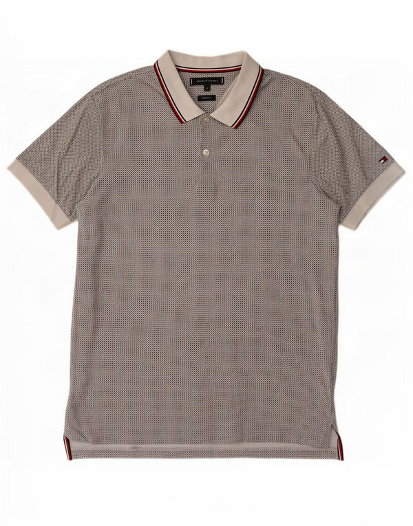 Polo da uomo vestibilità regolare Tommy Hilfiger cotone maculato bianco medio