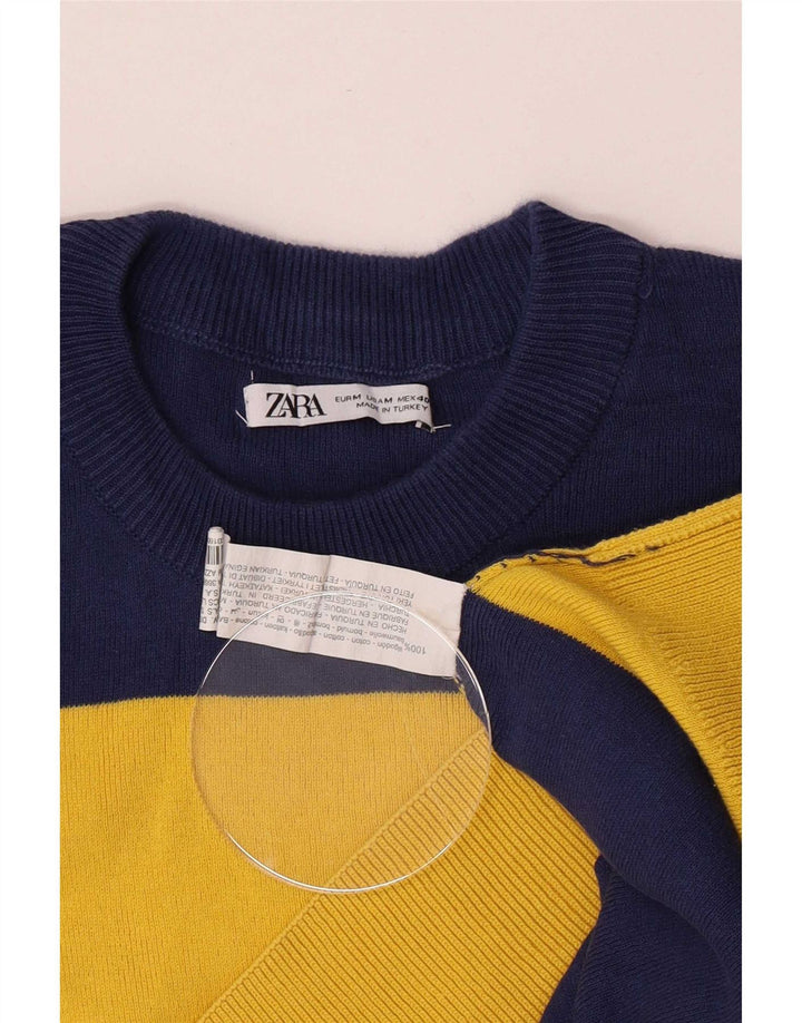 Maglione maglione girocollo da uomo Zara in cotone a righe multicolore medio