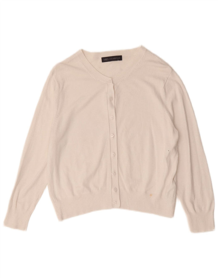 Maglione cardigan corto con maniche a 3/4 Marks & Spencer da donna UK 12 bianco medio