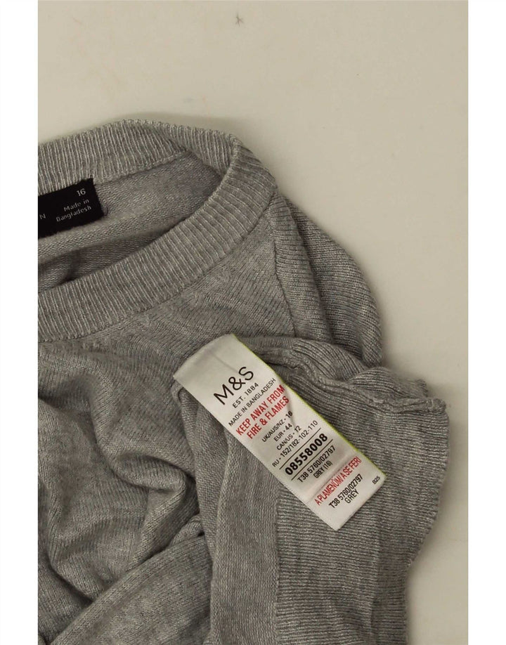 Maglione cardigan corto da donna Marks & Spencer UK 16 grande viscosa grigia
