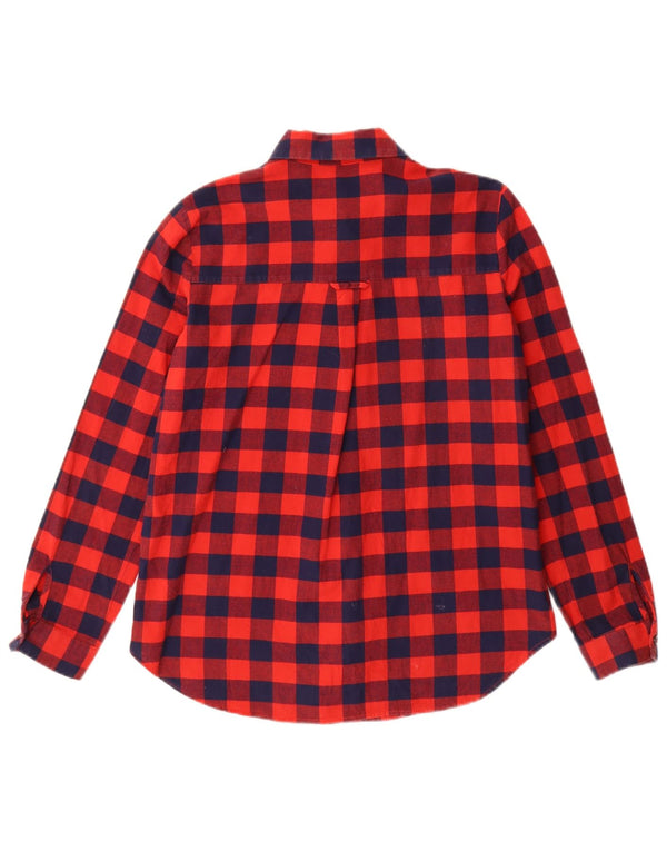 ZARA Womens Oversized Flannel Shirt UK 6 XS Red Check Cotton