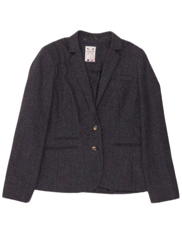 Crew Clothing Giacca blazer da donna a 2 bottoni UK 14 Lana gessata grande grigia