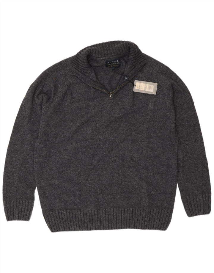 Maglione Howick da uomo con zip e collo grande in lana grigia