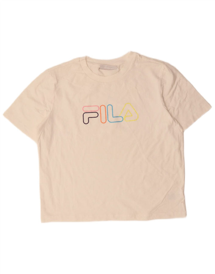 T-shirt grafica da donna FILA Top UK 14 cotone bianco medio