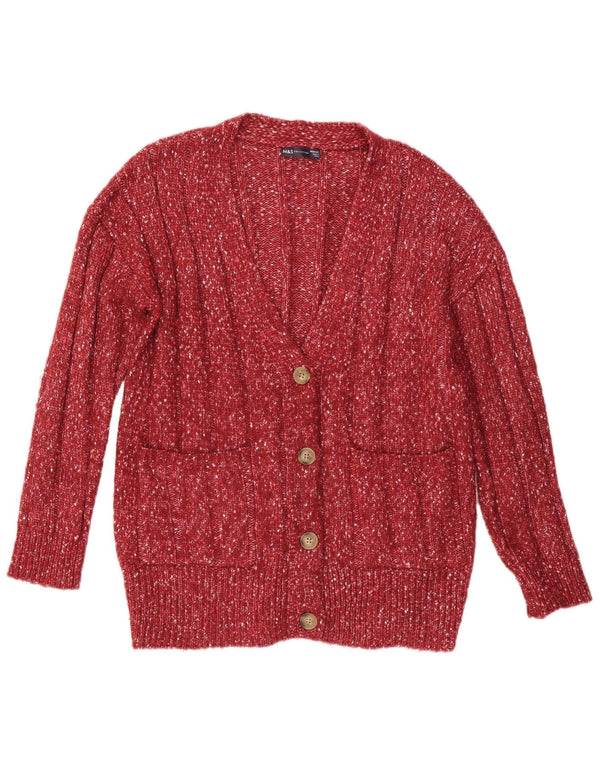 Maglione cardigan oversize da donna Marks & Spencer UK 14 medio rosso screziato
