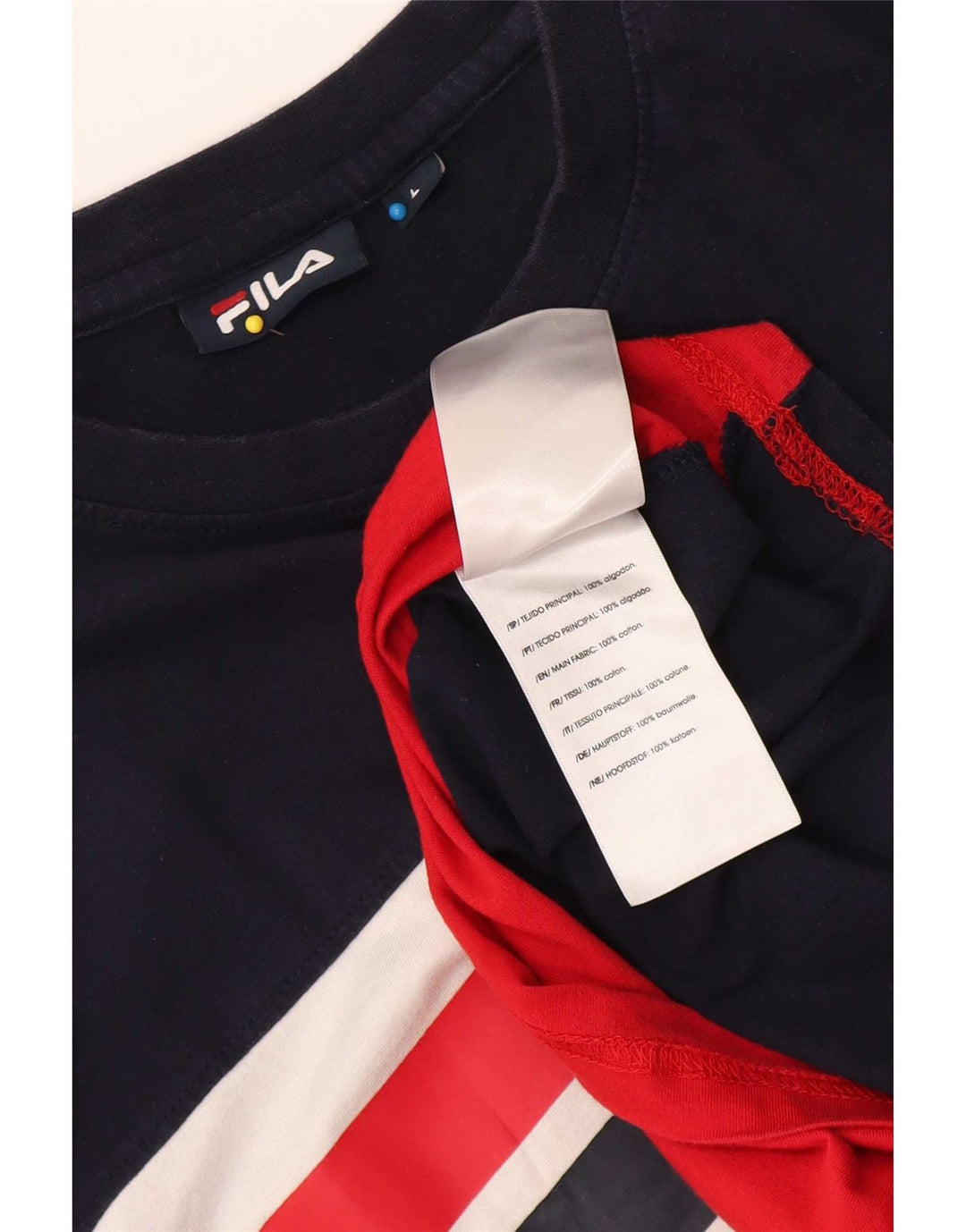T-shirt grafica da uomo Fila Top grande in cotone color block multicolore