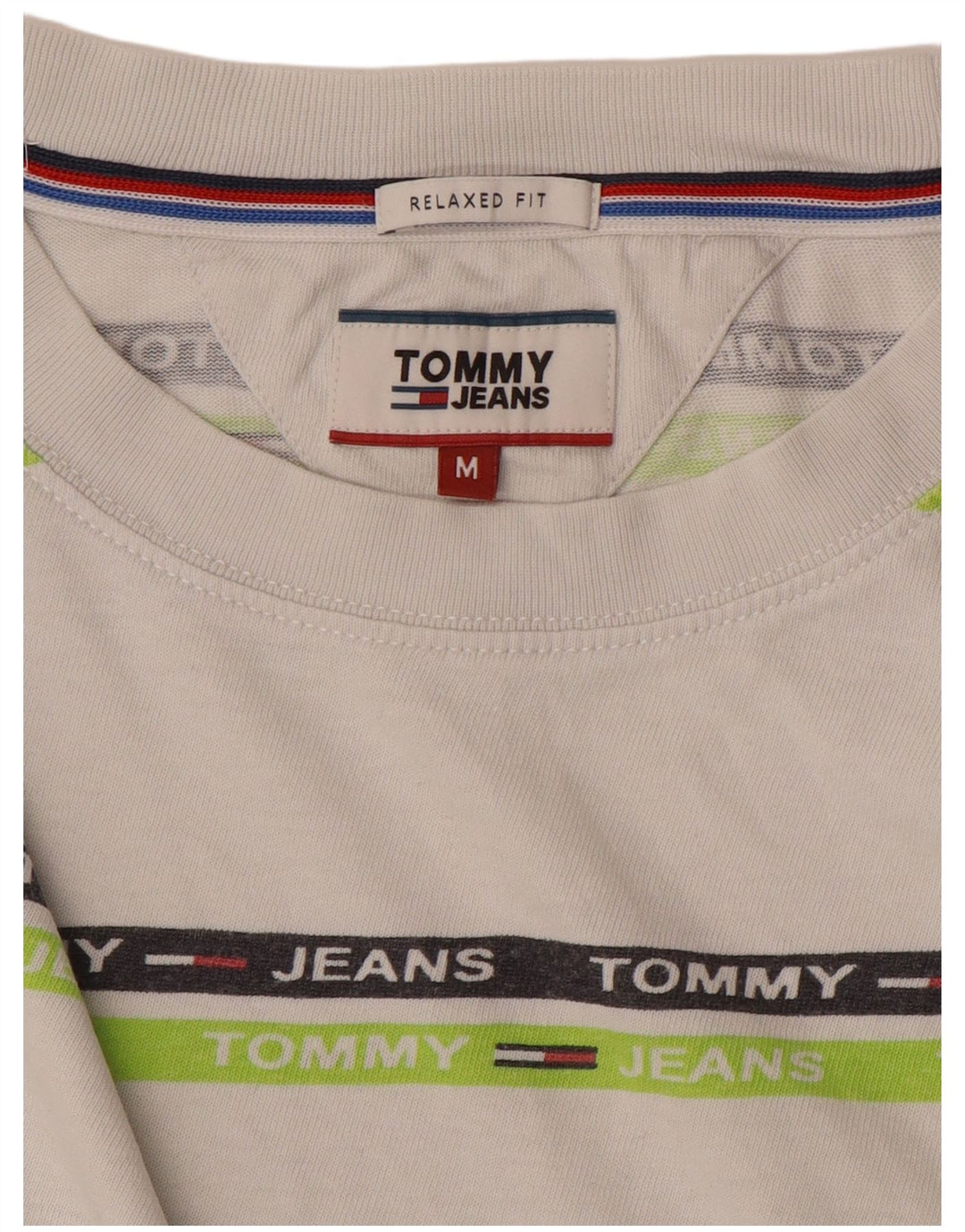 T-shirt grafica da uomo con vestibilità rilassata Tommy Hilfiger Top a righe bianche medie