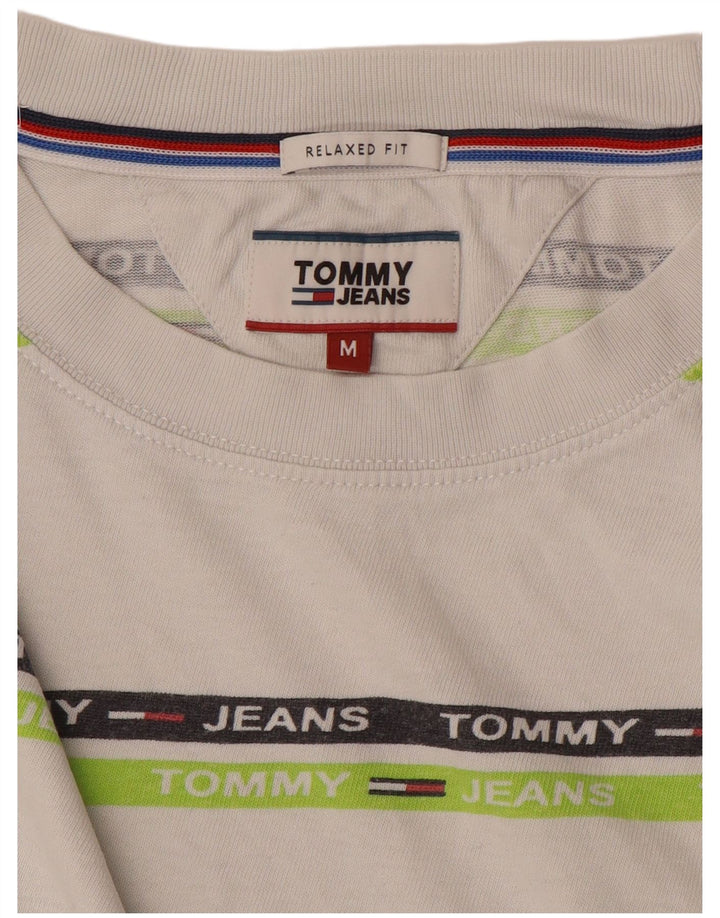 T-shirt grafica da uomo con vestibilità rilassata Tommy Hilfiger Top a righe bianche medie