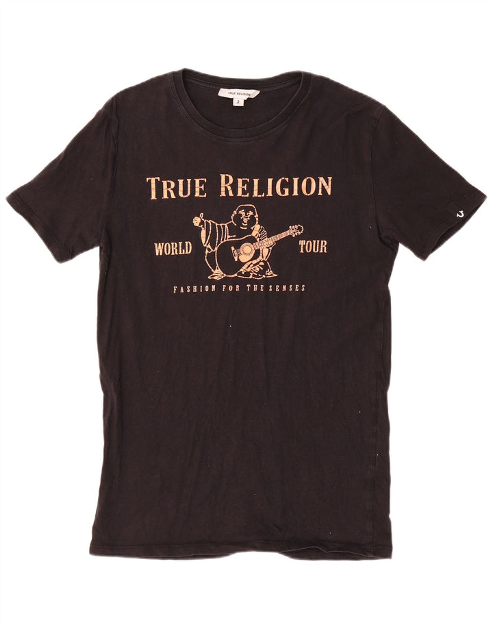 T-shirt grafica da uomo True Religion Top piccola in cotone nero