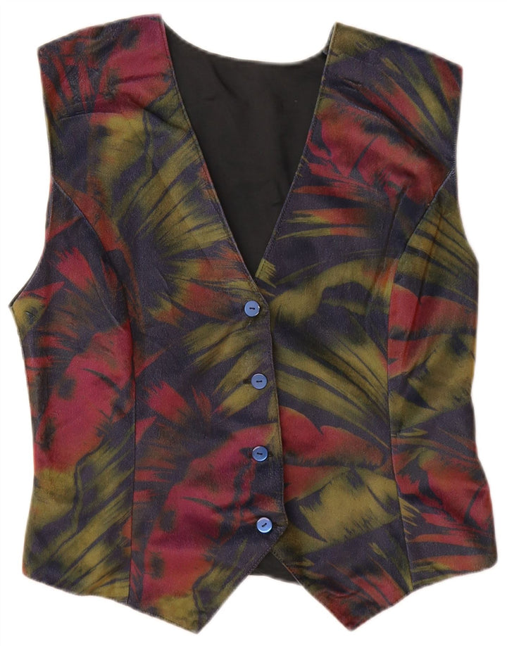 Gilet da donna VINTAGE UK 12 medio blu navy floreale