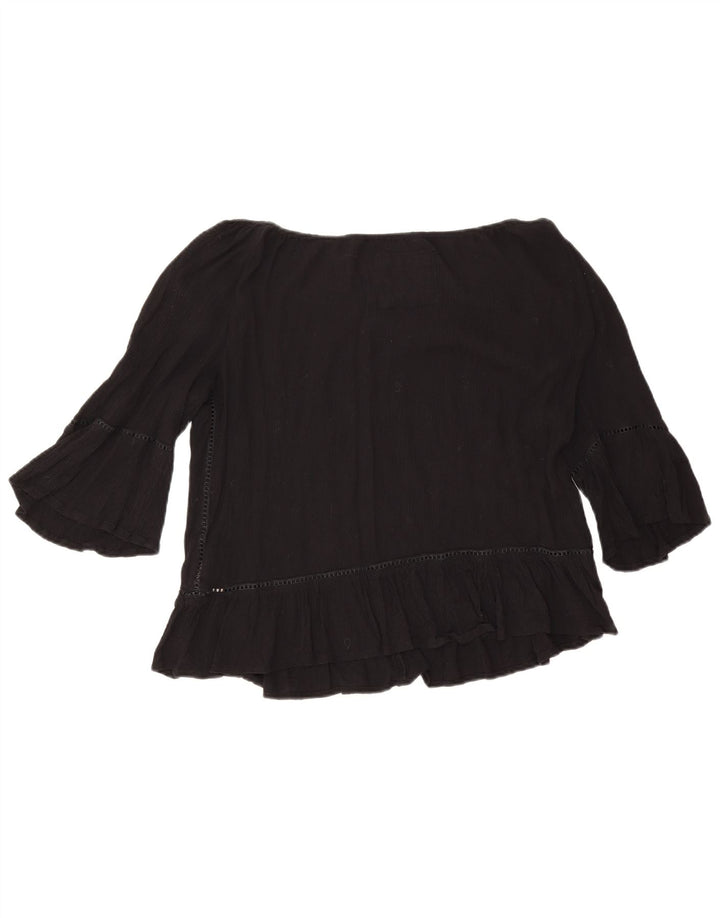 Camicetta da donna con maniche a 3/4 Superdry UK 16 Large in viscosa nera