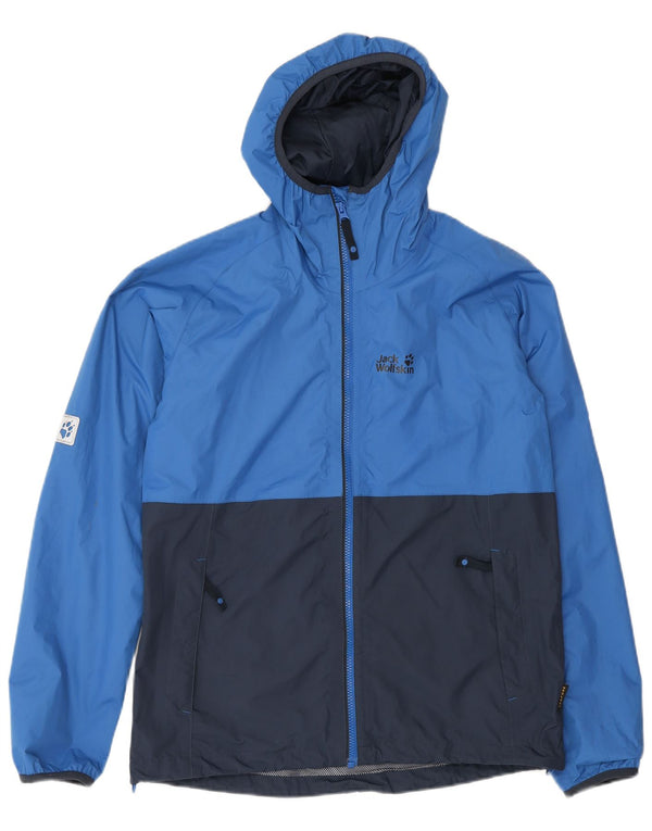 Giacca antipioggia per ragazzi Jack Wolfskin 15-16 anni Blu Colourblock in poliammide