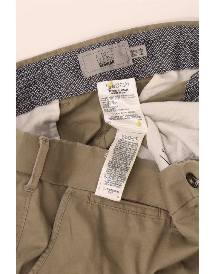 Pantaloni chino regolari da uomo Marks & Spencer W38 L33 cotone beige