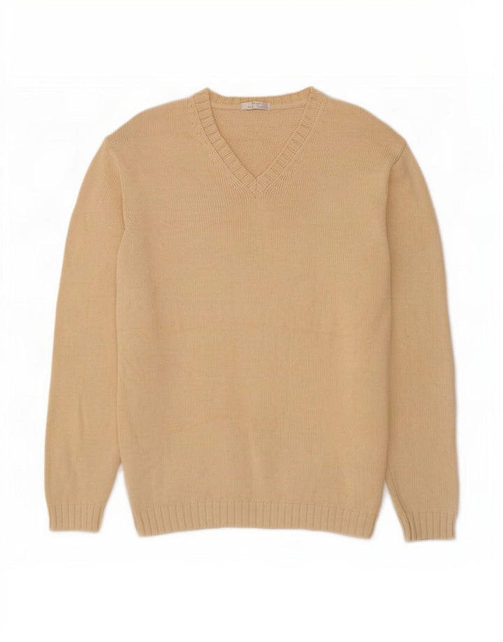 Maglione da uomo con scollo a V Marks & Spencer grande in cotone beige