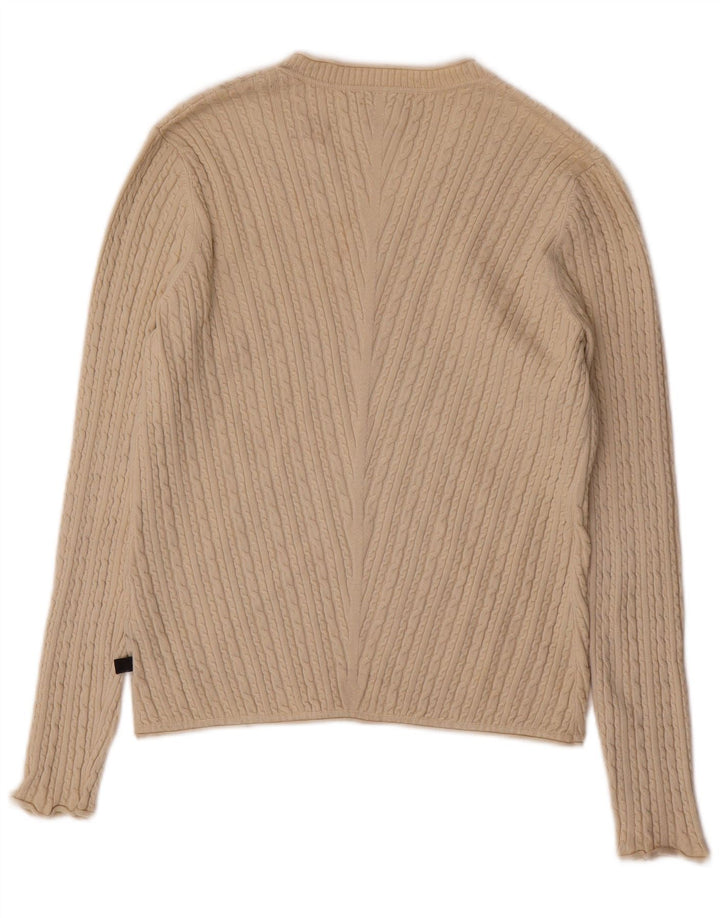 Maglione maglione da donna con scollo a V ADIDAS UK 12 Seta beige medio