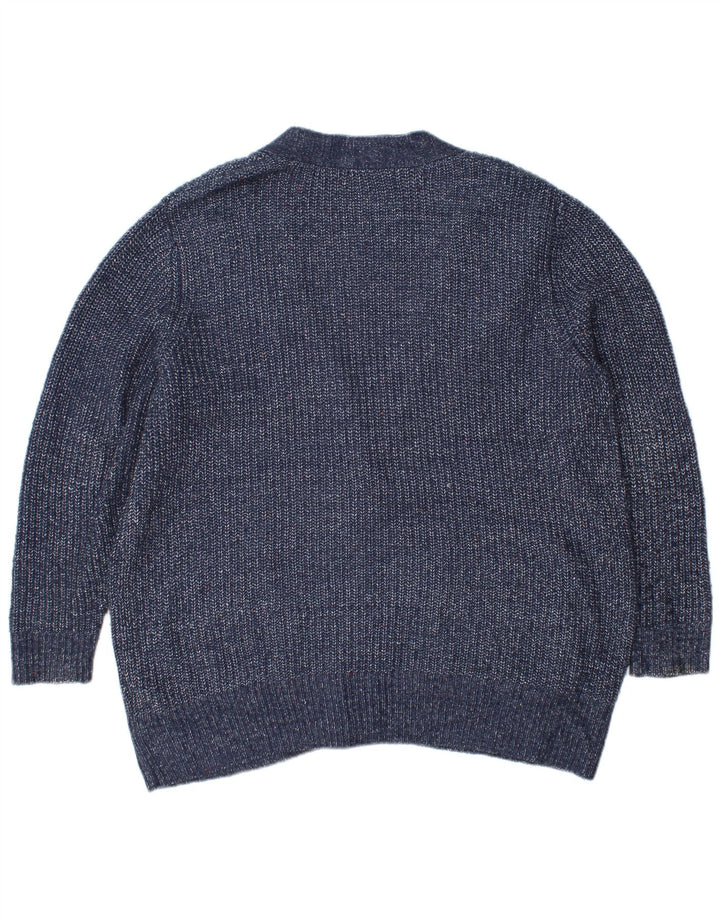 Maglione cardigan oversize da donna Marks & Spencer UK 18 XL blu screziato