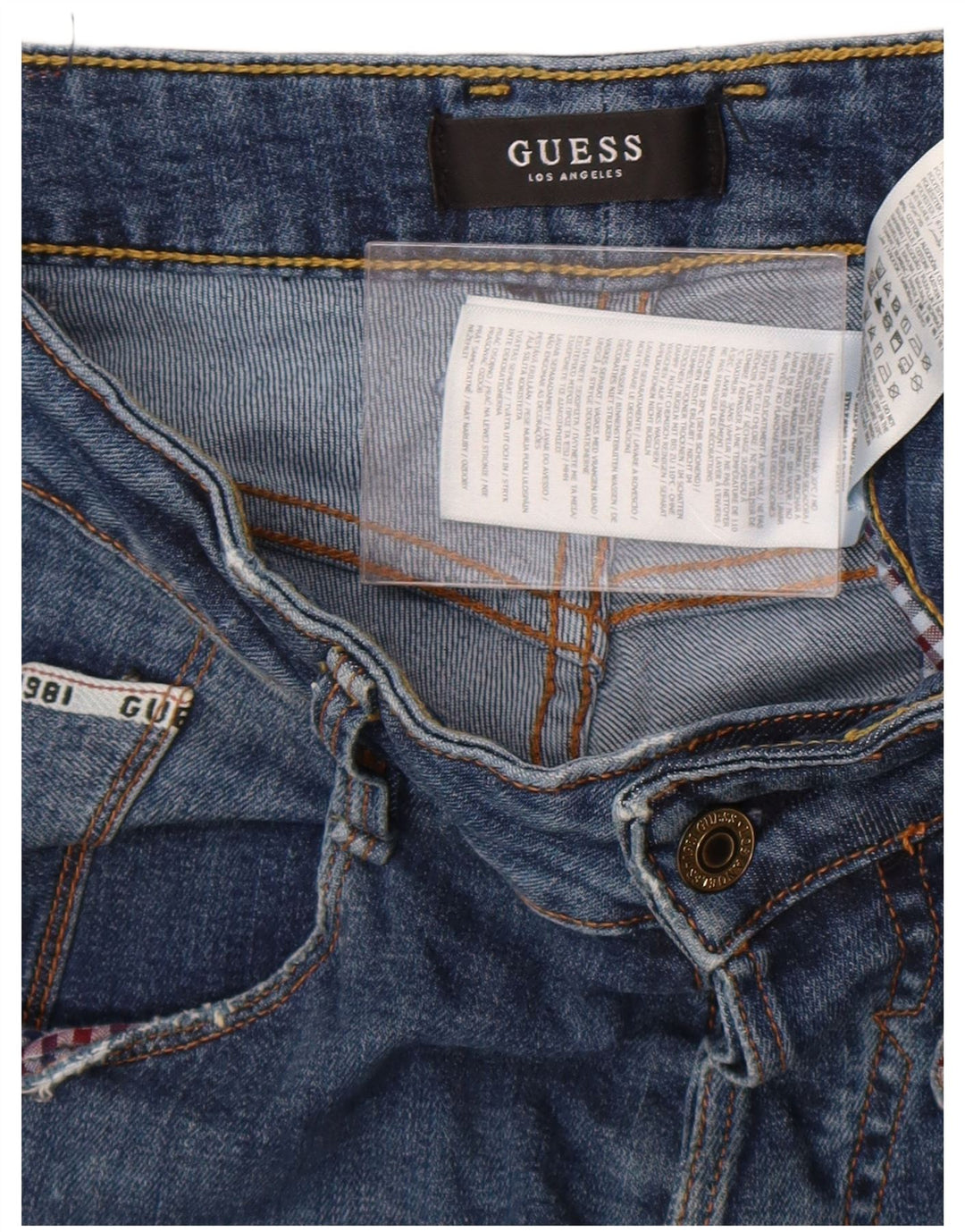 Jeans slim dritti da uomo Guess W30 L33 poliestere blu