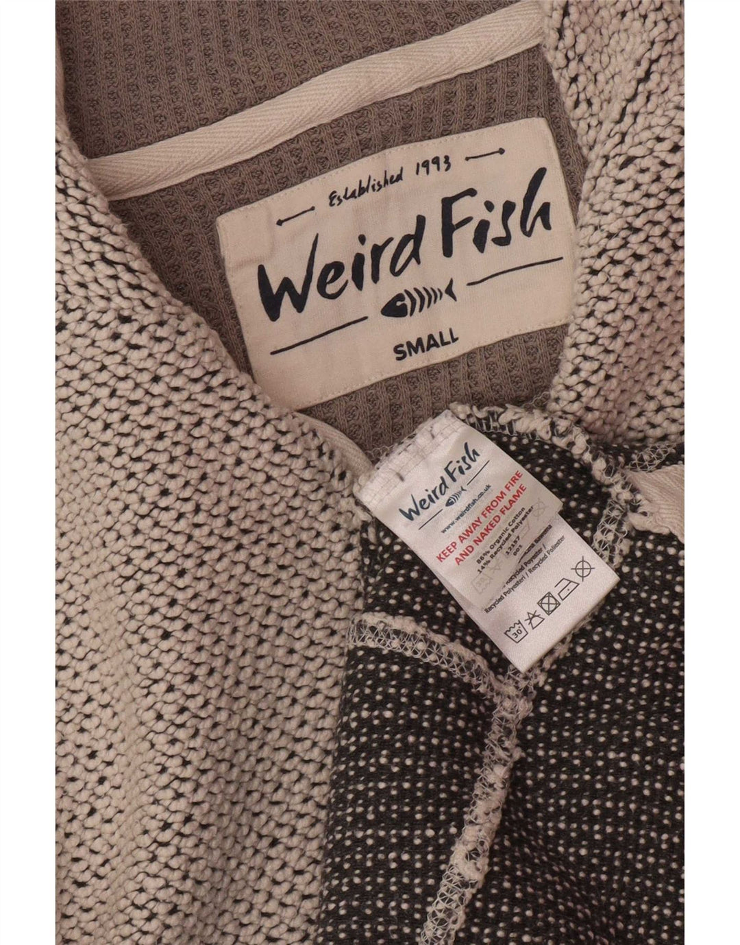 Felpa da uomo con collo con zip Weird Fish, piccola, in cotone grigio