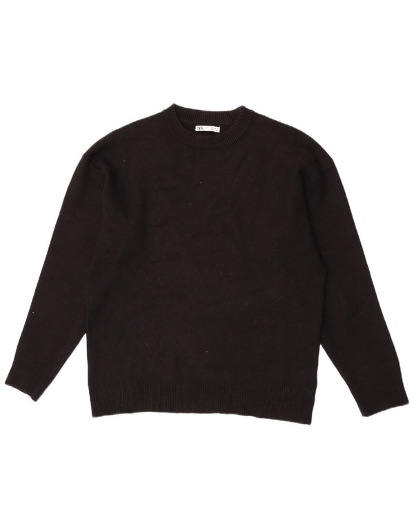 Maglione Zara da uomo girocollo in viscosa nera media