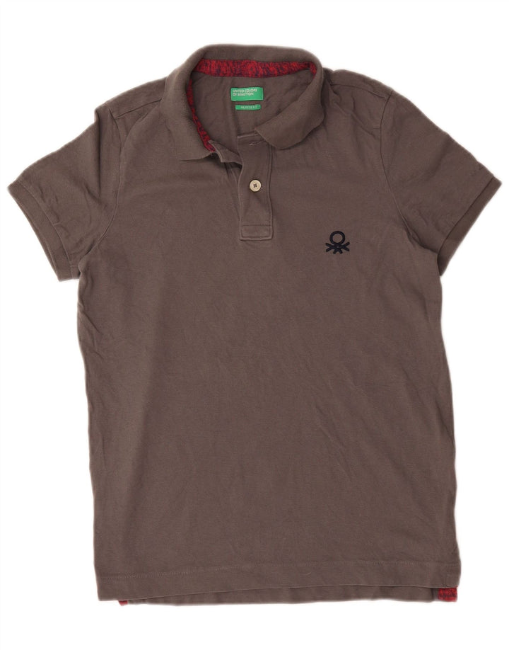 Polo Benetton da uomo Muscle Fit in cotone grigio medio
