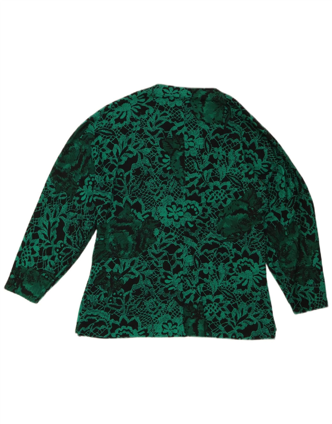 VINTAGE Womens Blazer Jacket UK 14 Medium Green Floral