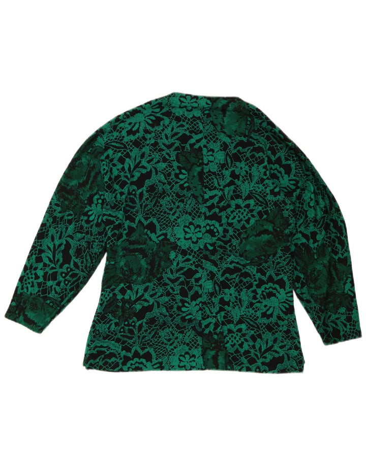 VINTAGE Womens Blazer Jacket UK 14 Medium Green Floral