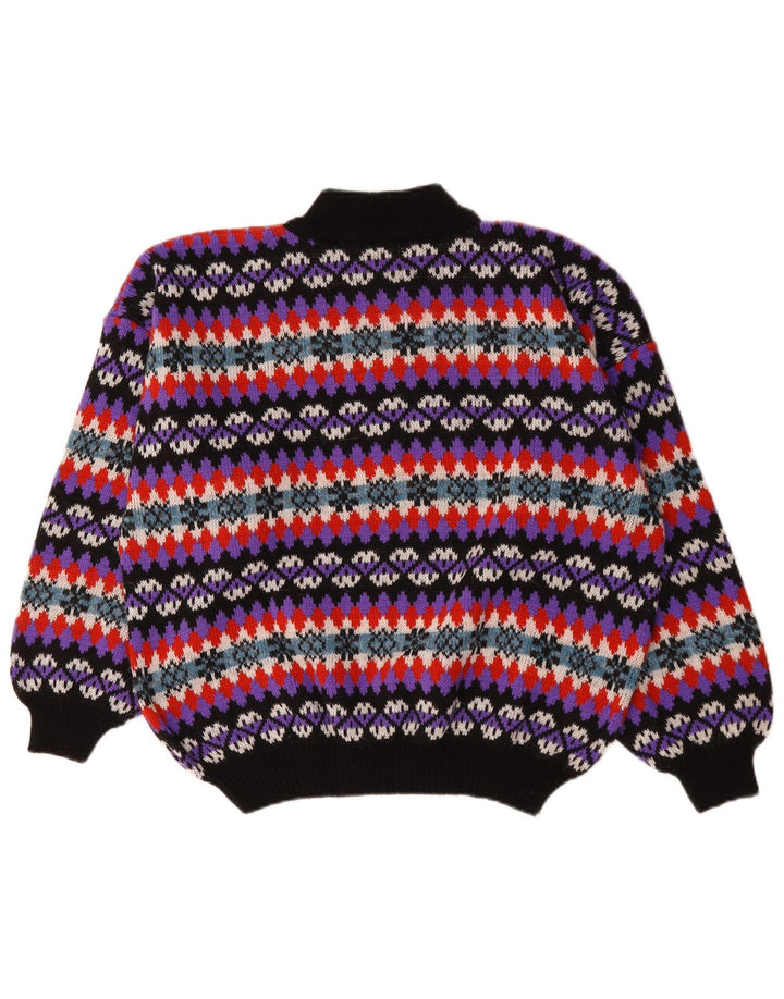Maglione vintage da uomo con collo alto e collo alto, Fair Isle multicolore