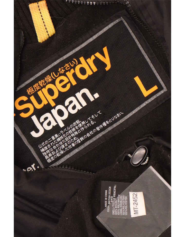 Giacca a vento con cappuccio da uomo Superdry UK 40 Large in nylon nero