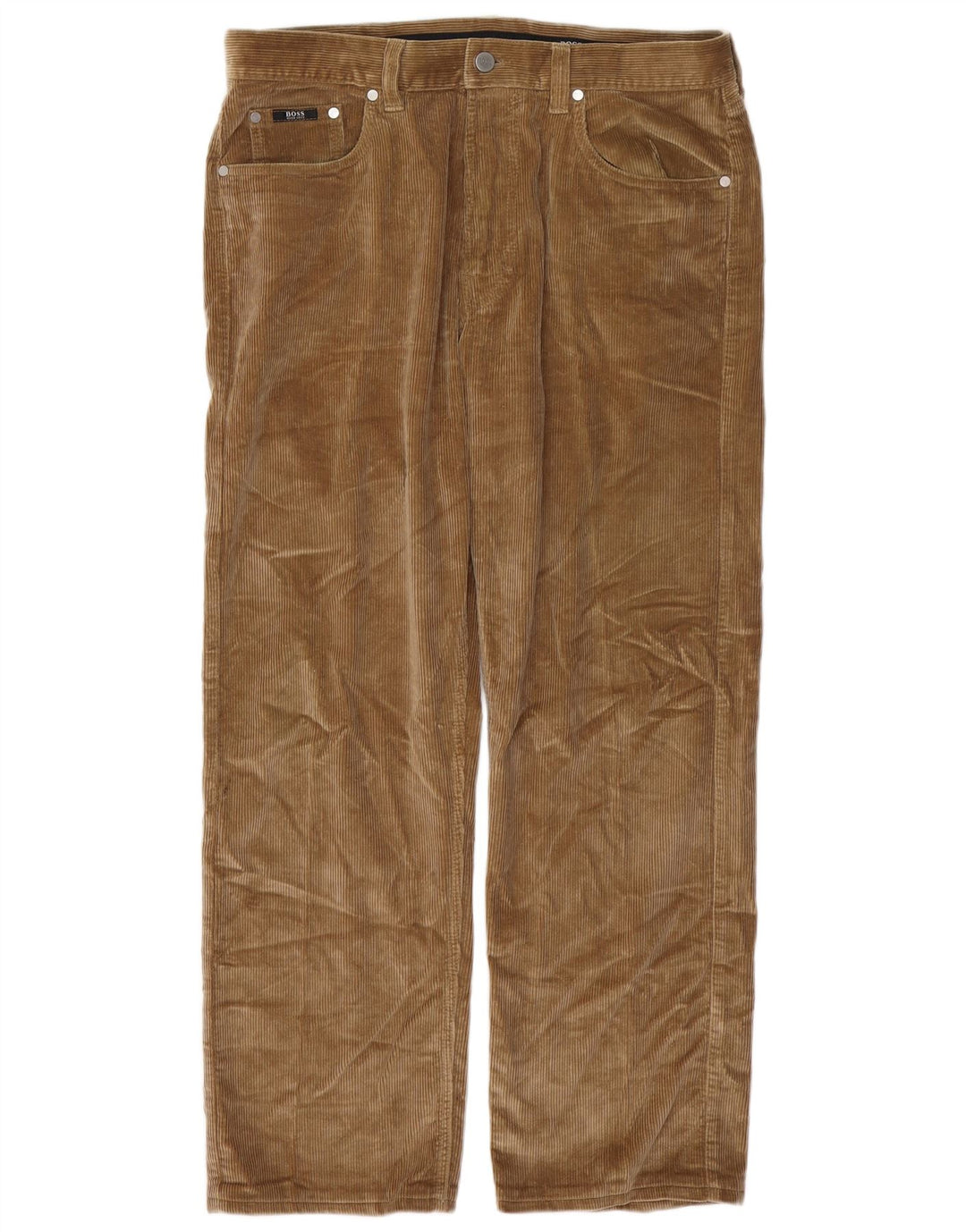 Pantaloni dritti da uomo in velluto a coste HUGO BOSS Alabama W36 L30 in cotone marrone