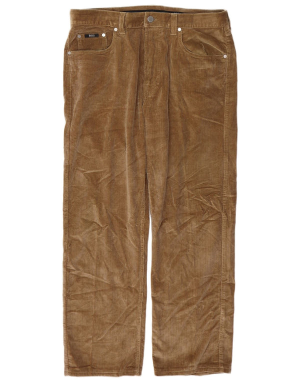 Pantaloni dritti da uomo in velluto a coste HUGO BOSS Alabama W36 L30 in cotone marrone