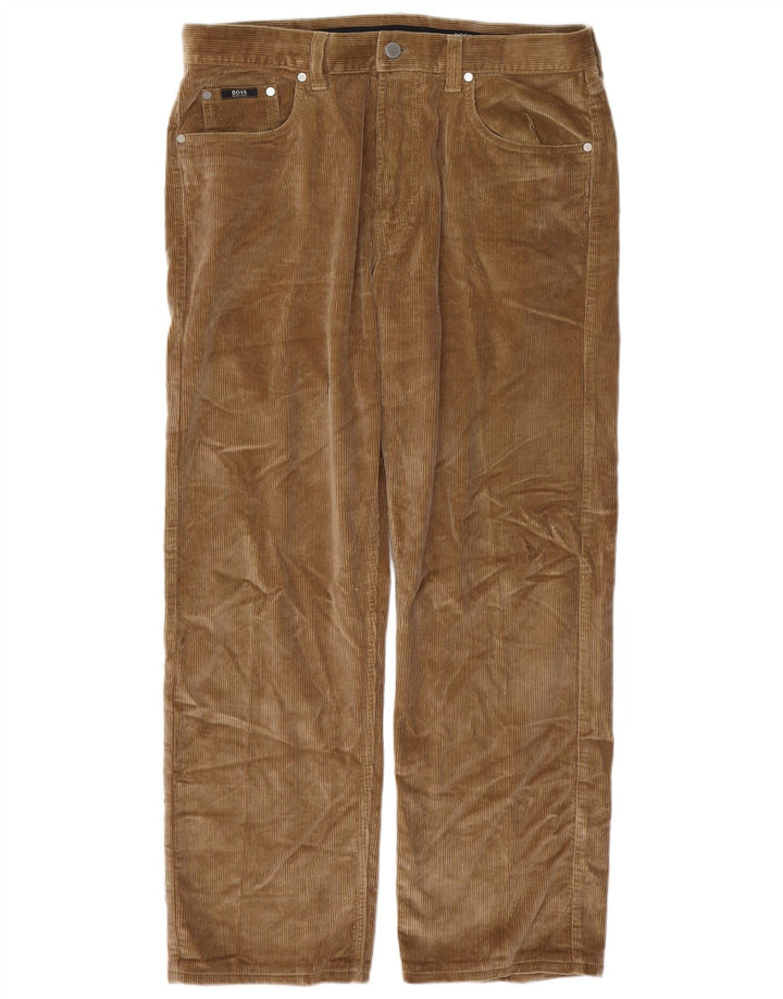 Pantaloni dritti da uomo in velluto a coste HUGO BOSS Alabama W36 L30 in cotone marrone